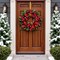 Lighted Christmas Wreath with Baubles, Berries, Leaves, Snowy Pine Needles (Red Hydrangea) 5"D x 24"W x 24"H